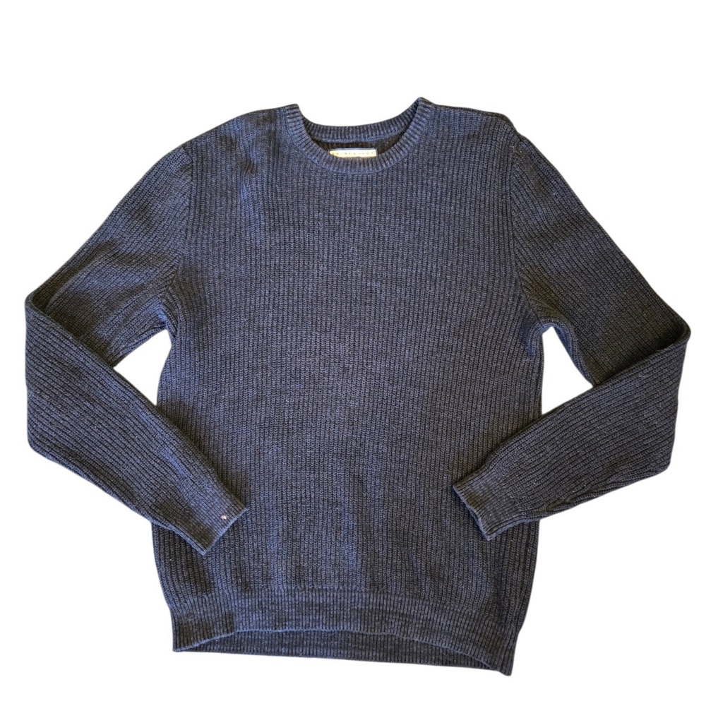 Prince & Fox Mens Navy Blue Shaker Knit Crewneck Sweater Large RN121726